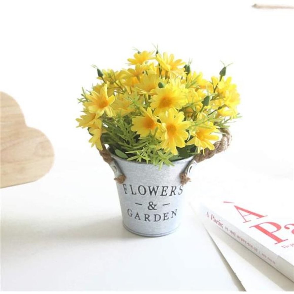 Artificial Flowers Potted European Style Design Silk Daisy Arrangements Bonsai